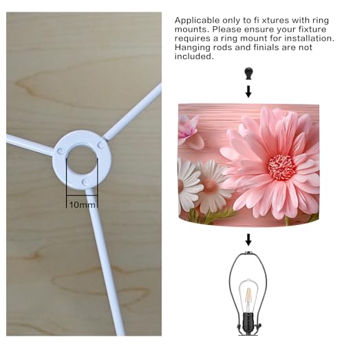 Image of Nuxovilar Lamp Shades Set of 2, 13 inch Top x 13 inch Bottom x 10 inch High (Spider) | Small lamp shades kids floral design bedroom vanity area light covers cute accessories (Floral)