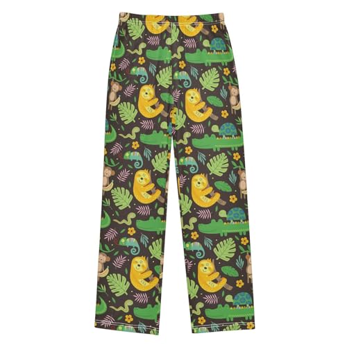 ZZXXB Sloth Crocodile Monkey Boys Long Pants Soft Trousers Elastic Waist Kids Lounge Bottoms with Pockets S-XL