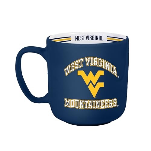 Image of Logo Brands NCAA West Virginia Mountaineers 15 oz Stripe Coffee Mug - Vintage Team Logo, Inside Print & Stripes, Microwave & Dishwasher Safe- Great Gift For Fans & Alumni