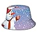 FULIYA Fisherman Senderismo Sombrero de ala ancha, Dibujos Animados Feliz Muñeco De Nieve Mirando El Copo De Nieve ICY Paisaje De Invierno Bosques De Evergreen