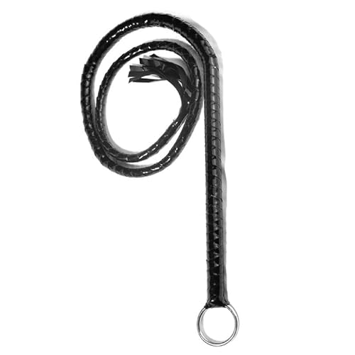 Teelor Horse Whips 55.11'' Handmade Leather Horse Whip, Cow Hide Leather Equestrianism Whip, Riding Whip Suit For Costumes, Stage Performances, (Black) #TOP4