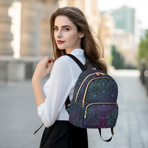 Image of ALAZA Art mandala Boho Ethnic Bohemian Small Backpack Purse for Women Travel Bag Fashion Daypack Back Pack Shoulder Bag