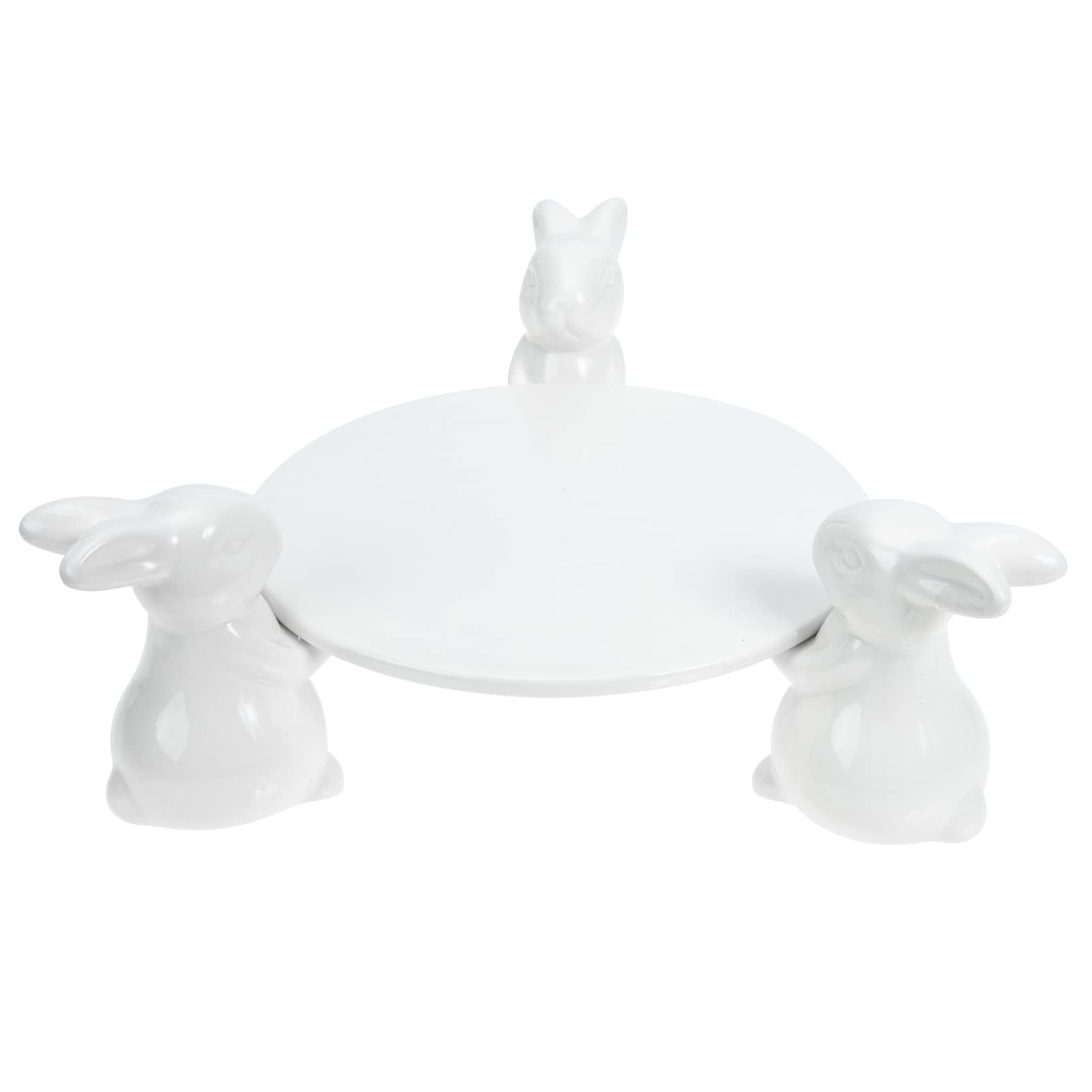 Cabilock Cake Platter Ceramic Bunny Rabbit Cake Stand Dessert Plates Food Server Display Tray Cute Cake Stand Tableware Crafts Gift for Kitchenware Lovers Wedding Fruit Gifts