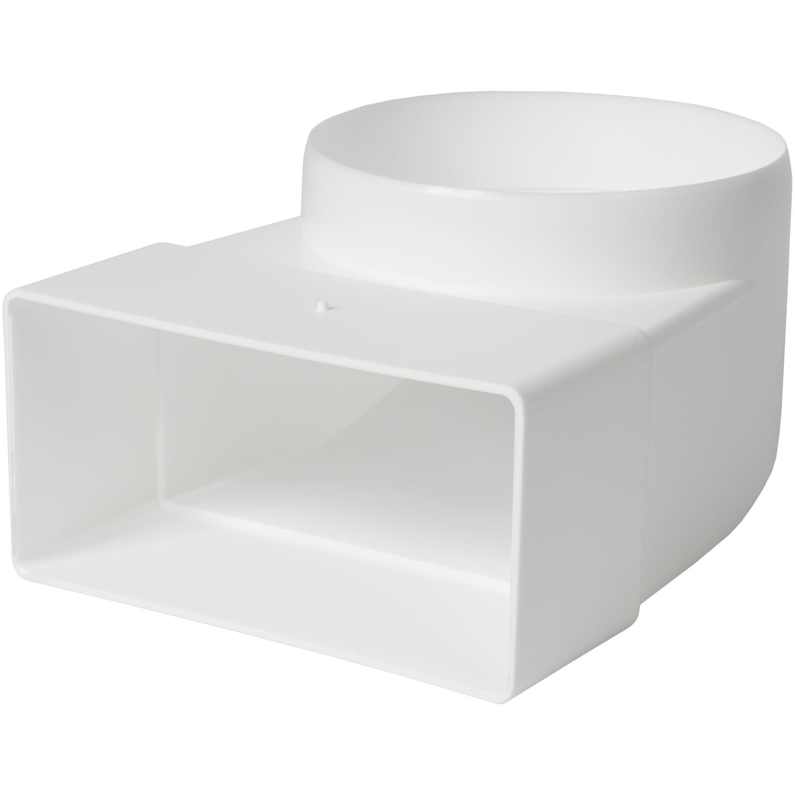 Vent Systems 220 x 55 mm do Ø 100 mm, adapter kątowy 90° – białe tworzywo sztuczne łącznik rurowy prostokątny do okrągłego – odporny na wysokie temperatury, hermetyczne przejście do kuchni, łazienki