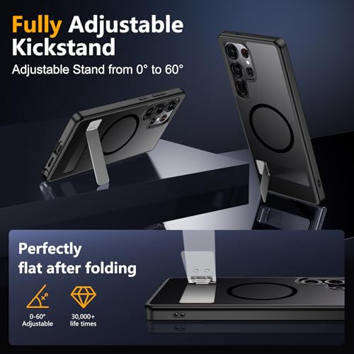 Image of SPIDERCASE Magnetic for Samsung Galaxy S25 Ultra Case, [3 Stand Ways][ Military Grade Drop Protection] with Invisible Stand Slim Phone Case for S25 Ultra 5G,Black