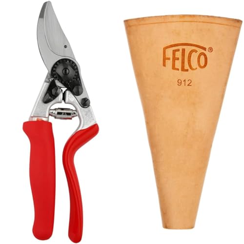 FELCO Model 7 Secateurs (Large, Rotating Handle) & Number 912 Leather Holster, Brown, 35x15x5 cm