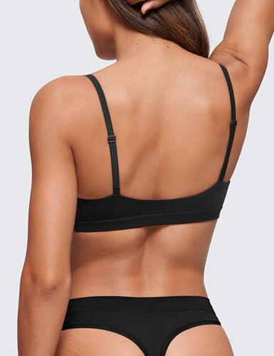 Image of CRZ YOGA Softhold Double Lined Triangle Bralette - Womens Adjustable Straps Wireless Cami Plunge T-Shirt Everyday Bra Comfy