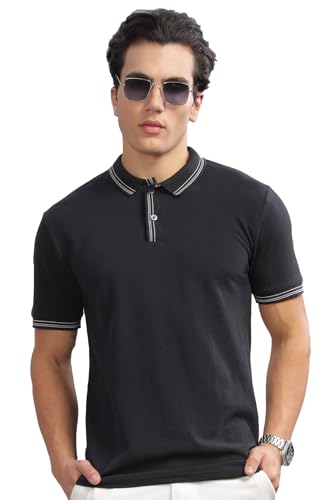 Image of ADRO Polo T Shirt for Men | Black Polo T-Shirt | 100% Cotton Polo Tshirt | Regular Fit Polo| Available in Plus Size Polo