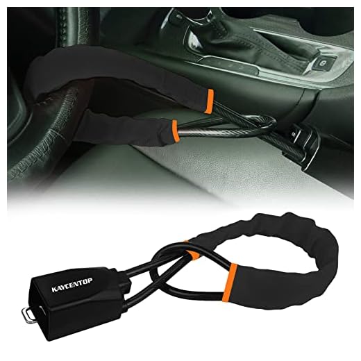 KAYCENTOP Car Steering Wheel Lock, Seat Belt Lock, Anti-Theft Device, Max 17 Inch Length, Small and Light-Weight, Multi-Functional, Fit Most Vehicle, SUV, Golf Cart Security (Black)