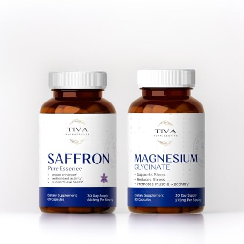 Pure Saffron Extract Capsules Natural Mood Booster + Magnesium Glycinate – for Sleep, and Muscle Relaxation -  TIVA Pharmaceutics