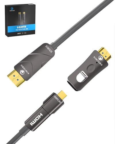 Image of Fiber Optic HDMI Cable (HDMI 2.0, 18Gbps), Long HDMI Cable in Wall 50 ft, Ultra High Speed 4K 60Hz 444 with Micro and Standard HDMI Connector, HD,HDR10,ARC,3D,Slim for Laptop,PS4, Projector