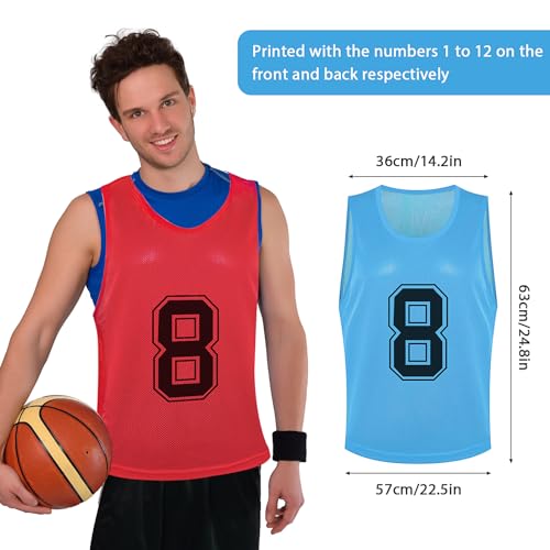 24 Pack Nylon Mesh Scrimmage Team Practice Vests Pinnies Jerseys Train Vest for Adult Sport Basketball Soccer Football - Image 3