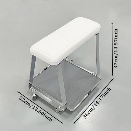 Banqueta de pedicure de acero inoxidable blanca miniatura 3