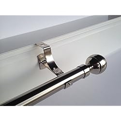 Persianas Sin Caja Geko 1 - Soporte sin taladrar para barra de cortinas, diámetro 20 mm, especial para persiana enrollable con ranura, color níquel