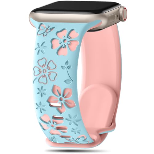 Floral Engraved Apple Watch Band for Women