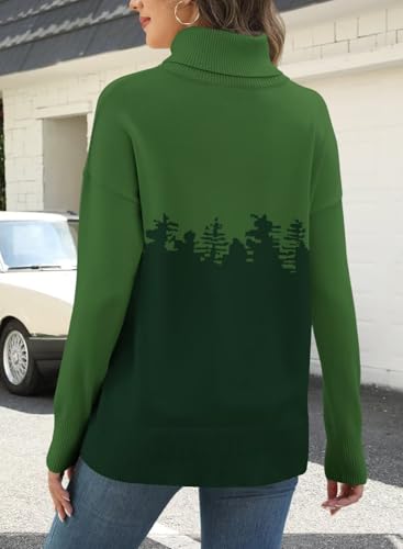 Image of ANFTFH Womens Turtleneck Sweater 2025 Ribbed Knit Top Pullover Sweaters