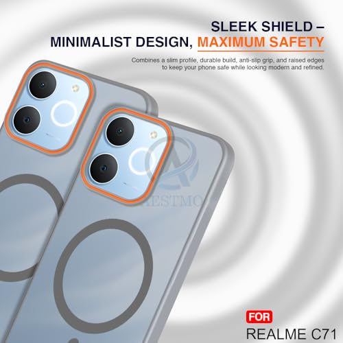 Image of AESTMO Realme C71 5G Back Cover | Slim Hard Shell | Matte Frosted Hard Back Translucent Back Cover for Realme C71 5G (Compatible with MagSafe Accessories, Black)