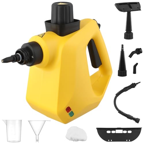 QWORK® Limpiador a vapor multiusos con accesorios de 9 piezas - Llenado de agua de 380 ml, cable de alimentación de 2,5 m - Elimina la suciedad y la grasa