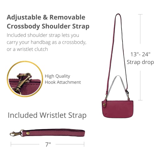 Image of Joy Susan Women's Fashion Purse Mini Crossbody Wristlet Clutch Handbag - Mulberry