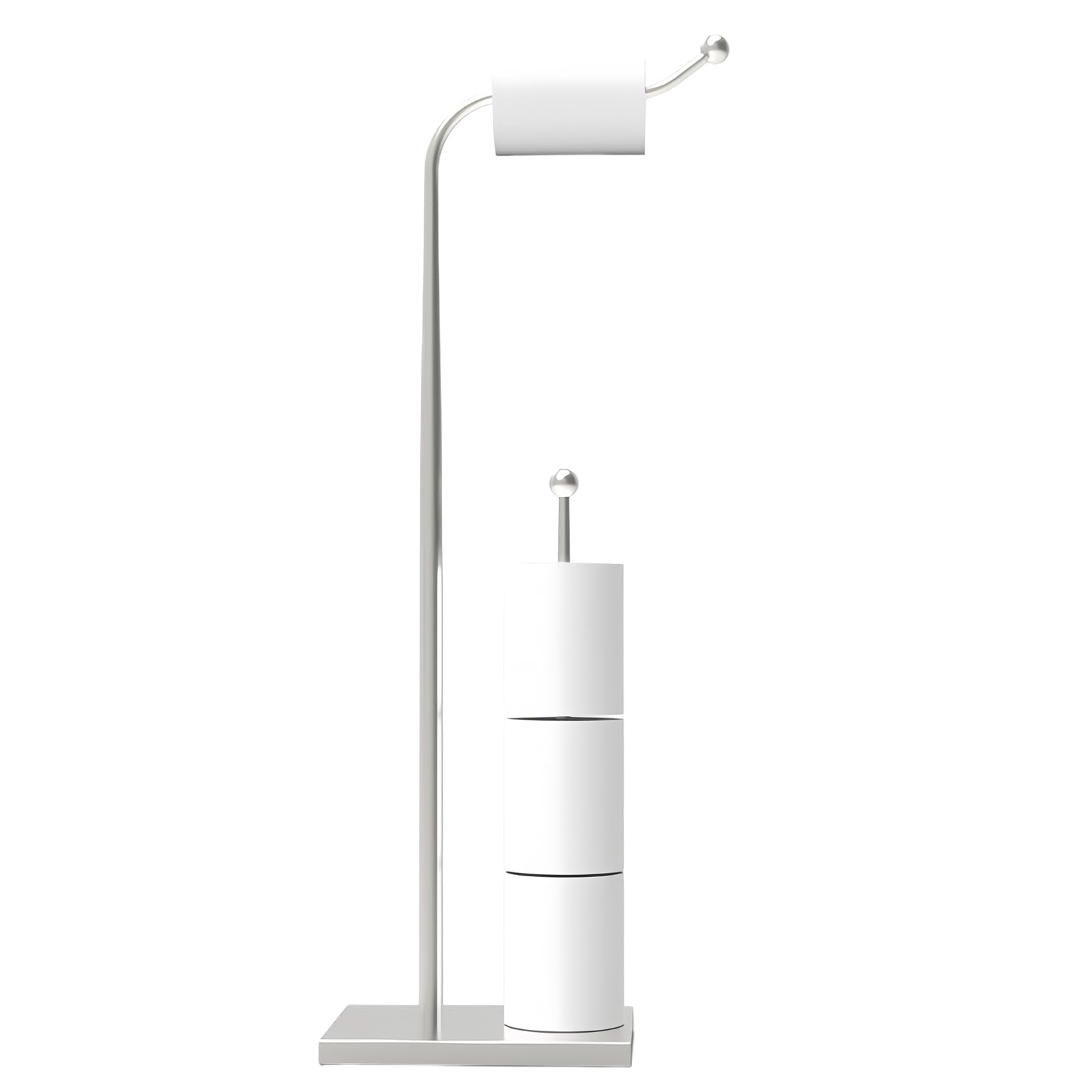 Toilet Roll Holder Free Standing with Heavy Duty Base, Stainless Steel Toilet Roll Holder, Stylish Chrome Finish, Practical Design Toilet Roll Storage Stand for Bathroom