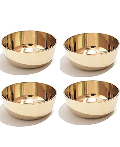 W-TECH KK Once Copper Bronze/Kansa Plain Bowl - 150ml, 4 Piece, Gold