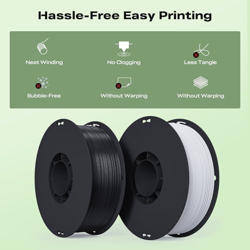 Image of Creality 3D Printer Filament Bundle 4KG, 4 Pack 1kg Spool(2.2lbs) 1.75mm PLA Filament Bulk + /- 0.02mm, for Most FDM 3D Printers, White and Black