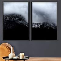 2 Piece Framed Canvas Wall Art Foggy Scenery Canvas Prints Home Artwork Decoration for Living Room,Bedroom - 16
