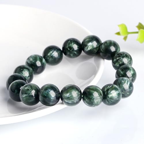 Pulsera de cristal elástica con cuentas dragón verde de 14mm para yoga 4