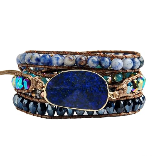 Image of Boho Stone Wrap Bracelet for Women,Turquoise Beaded Bracelet Jewelry Gift
