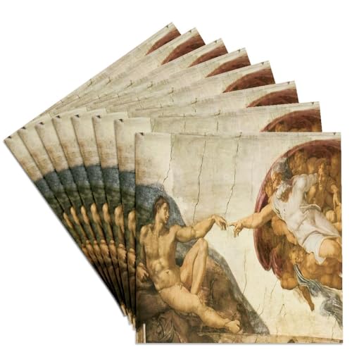 3dRose, Creation of Adam by Michelangelo Buonarroti, Set of 8 Ceramic Tile Coasters