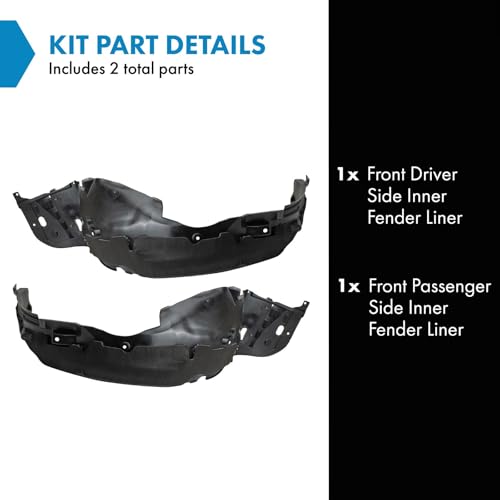 Image of TRQ Front Inner Fender Liner Set 2 Piece for 2016-2017 Honda Accord