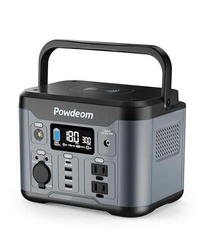 300W Portable Power Station, 296Wh Power Bank with AC Outlet, Solar Generator Laptop Charger, Battery Backup Power Supply for Camping, Outdoors, Home Emergency Outage
