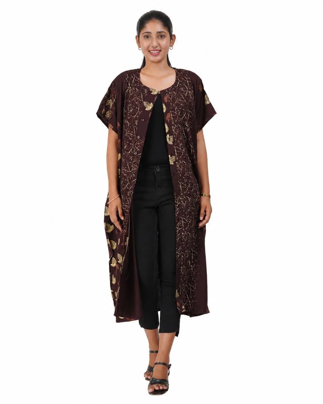 Image of MENMAII Women's [Free Size] Full Open /Front Buttoned [a Kind of Adaptive Clothing] Multipurpose Nighty for Maternity /Pregnancy /Elderly /Patient /Feeding /Hospital Purpose Nighty