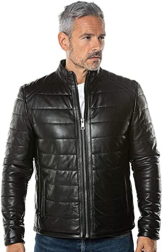 Leather Jacket - Lambskin Winter Vintage Motorcycle Biker Jacket Moto Riding/Racing Coat for Men & Boy