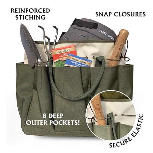 Image of Ferry-Morse Garden Tool Bag KBAG-12-8 Pockets, Heavy Duty, Water Resistant, Tote Caddy