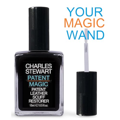Charles Stewart Patent Magic - Patent Leather Scuff Repair & Restore, Easy One Coat Black Shoe Saver, 15 ml Solvent Free