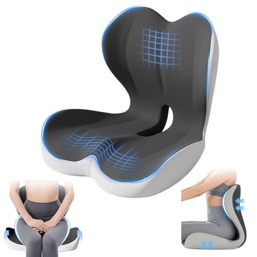 Seat Cushion Lumbar Support Pillow BLYPHOO Memory Foam Chair Cushion Ergonomic Coccyx Cushion for Office Chair Car Tailbone Pain Relief Back Tailbone Support Removable Cover (Type3)