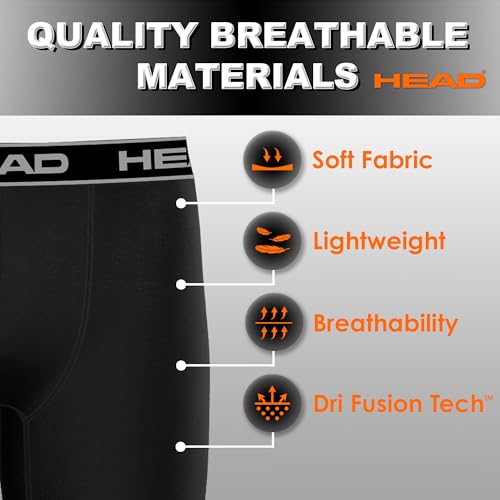 HEAD Mens Athletic Underwear - 6-Pack Stretch Athletic Boxer Briefs Training Breathable Athletic Fit No Fly3