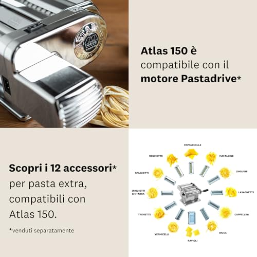 Máquina de pasta Atlas 150 con molde para raviolis cuadrados y rodillo de repostería casera 6