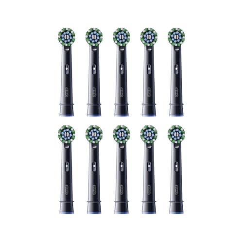 Oral-B Pro Cross Action Electric Toothbrush Head X-Shape and Angled Bristles for Deeper Plaque Removal Pack of 10 Toothbrush Heads Suitable for Mailbox Black