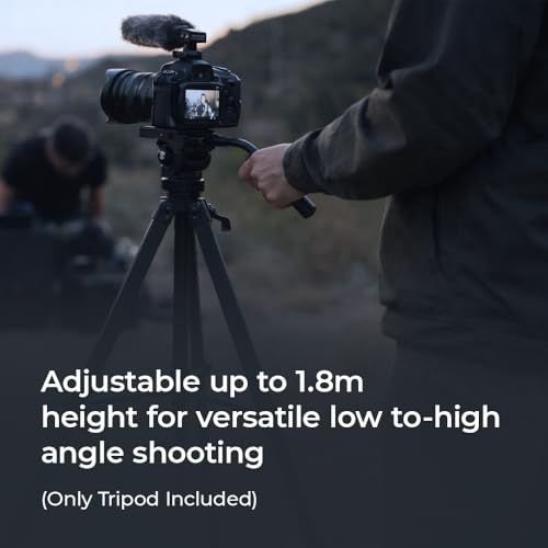 Image of Toreto Atlas X1 Pro 1.8m Professional Tripod for Smartphones, DSLR & DV Camera, Fluid Pan Head with Bubble Level, 360 Rotation, Rubberized Anti-Slip Legs, Quick Release Plate