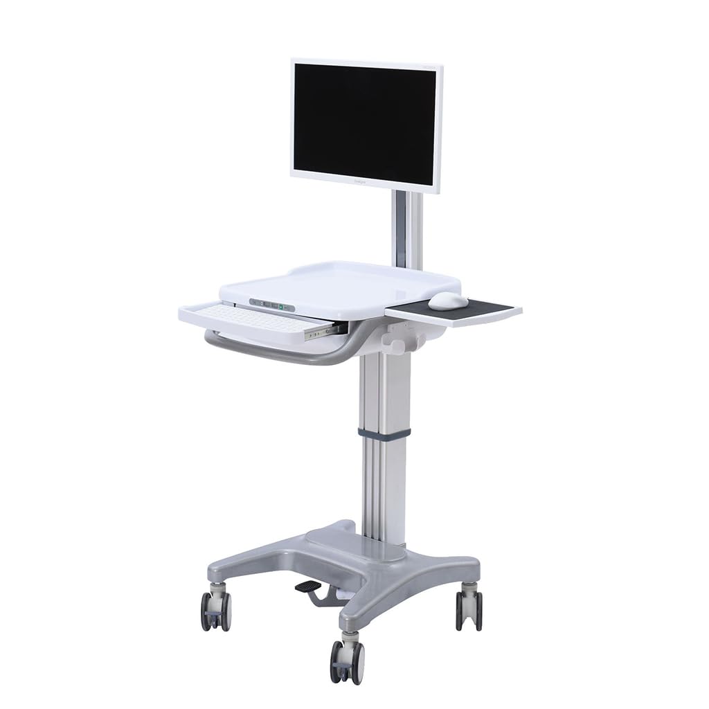Carrello Mobile, Altezza Regolabile 80-102 Cm, Carrello da Laboratorio con Ruote, Dotato di Quattro Ruote Piroettanti Silenziose, Adatto per Laboratori, Stoccag