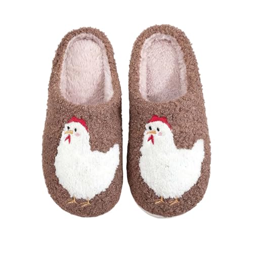 Image of Highland Cow Slippers for Women Plush Scottish Highland Cow Animal Slippers Warm Non Slip Home Indoor Slippers