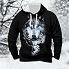Men's Hoodie with Realistic Wolf and Forest Motif, 3D Print Hoodie in Nature Design, Dark Sweatshirt with Animal Motif, style_s01 black, XXL #1