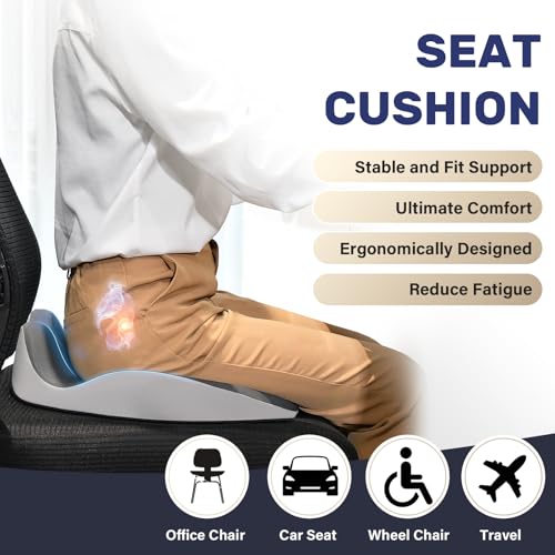 Image of Coverado Car Seat Cushion with Memory Foam, Ergonomic Driving Seat Cushion for Sciatica, Tailbone, Back Pain Relief, Premium Non-Slip Washable Cushion for Car, Driver, Office, Wheelchair
