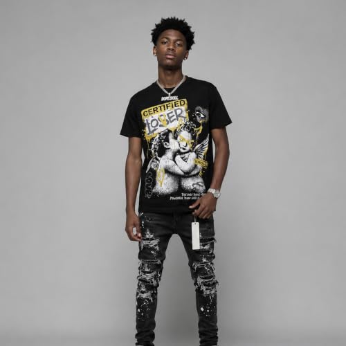 Image of DopeSkill Graphic Tee Streetwear Hip Hop Hypebeast Street Style Crew Neck Unisex T-Shirt Sneaker Colour Matching Shirts Angel