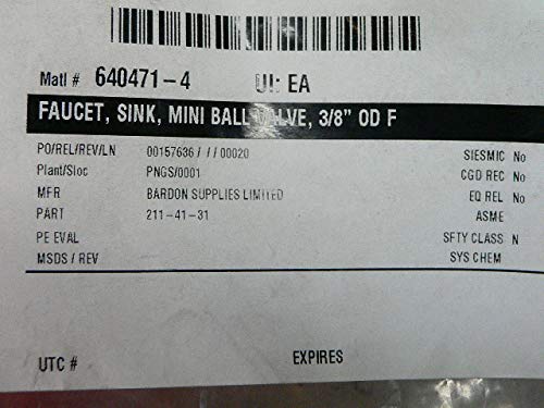 DAHL 211-41-31 Mini Ball Valve Faucet Sink 3/8" OD F