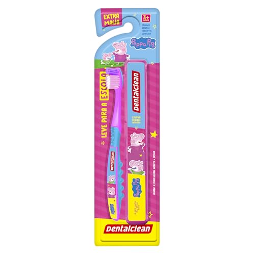 Dentalclean Estojo Escolar Infantil Peppa Pig + Escova de Dente, Extra Macia, Rosa