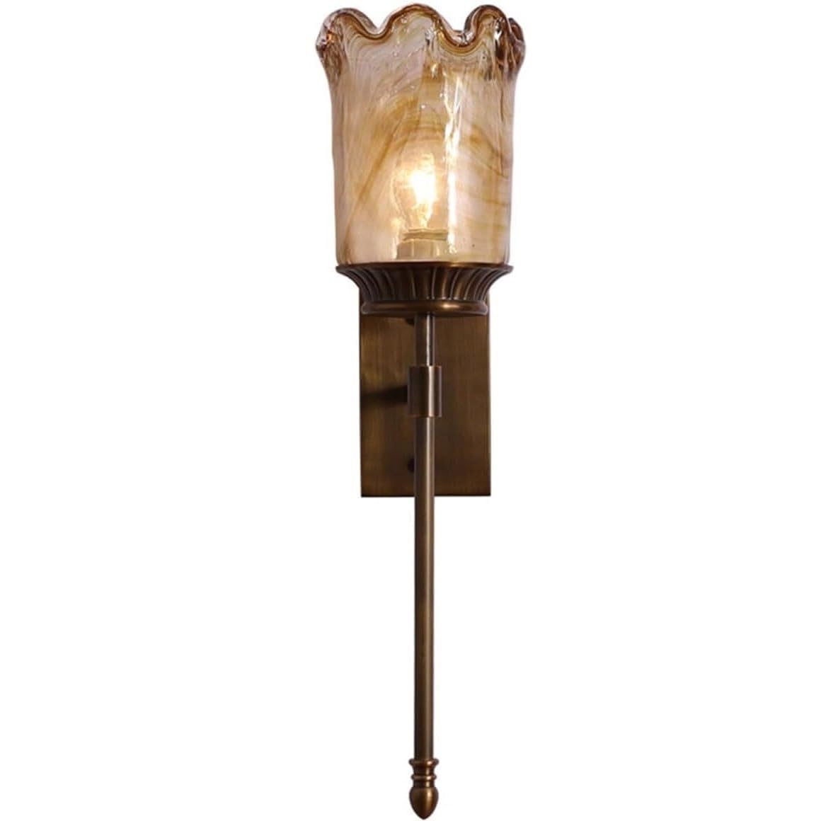 HPTHLY Mid Century Antique Brass Bedroom Wall Mounted Lamp French Retro Hallway Stairs Wall Light Indoor Vintage Glass Brass Bedside Wall Sconce For Hotel Li