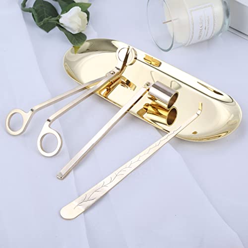 MUXSAM 4 in 1 Candle Accessory Set - Wick Trimmer, Dipper, Snuffer, Storage Tray Plate, Candle Care Tools Gift for Lovers of Home Decoration (Gold) by MUXSAM - Image 6